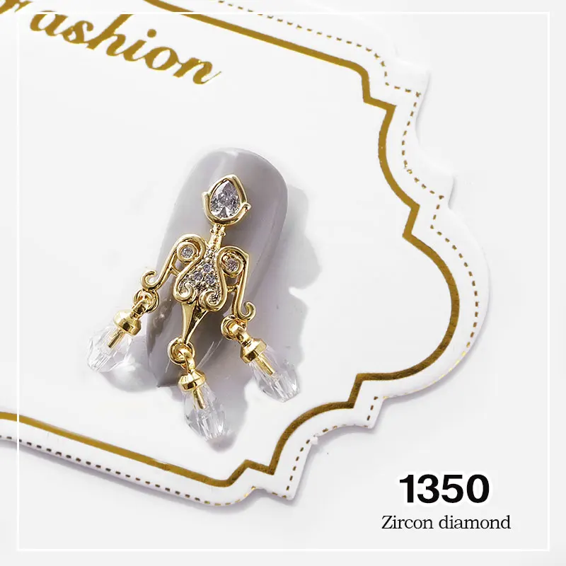 1350 Стразы из сплава, циркония, роскошные стразы, кристалл, крыло, сердце, жемчужная цепочка, классический дизайн, украшение для ногтей, драгоценные камни, аксессуары для маникюра - Цвет: 1350