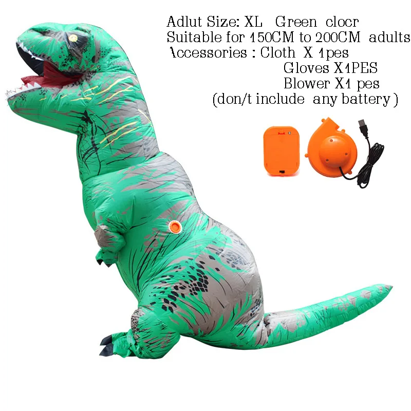 T-rex динозавр надувной костюм талисман костюм Deguisement Хэллоуин Pour Animaux Косплей динозавр - Цвет: Adult Size5
