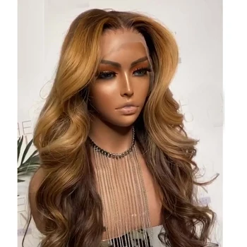 

Remy Ombre Body Wave Long 13×6 Lace Front Wig Human Hair U part wig Natural Hairline Middle Ratio Adjustable Strap Daily Wig