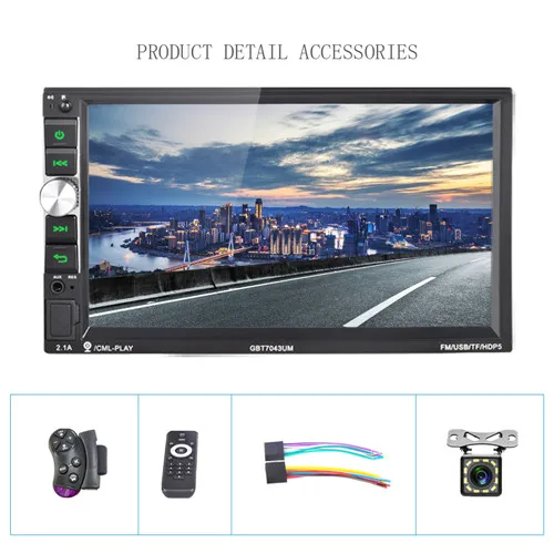 With 12 LED Camera 2din автомобильный радиоприемник 7 ''аудио стерео Мультимедиа сенсорного экрана MP5 плеер USB Bluetooth радио Поддержка камеры заднего вида fm-приемник - Цвет: With 12 LED Camera