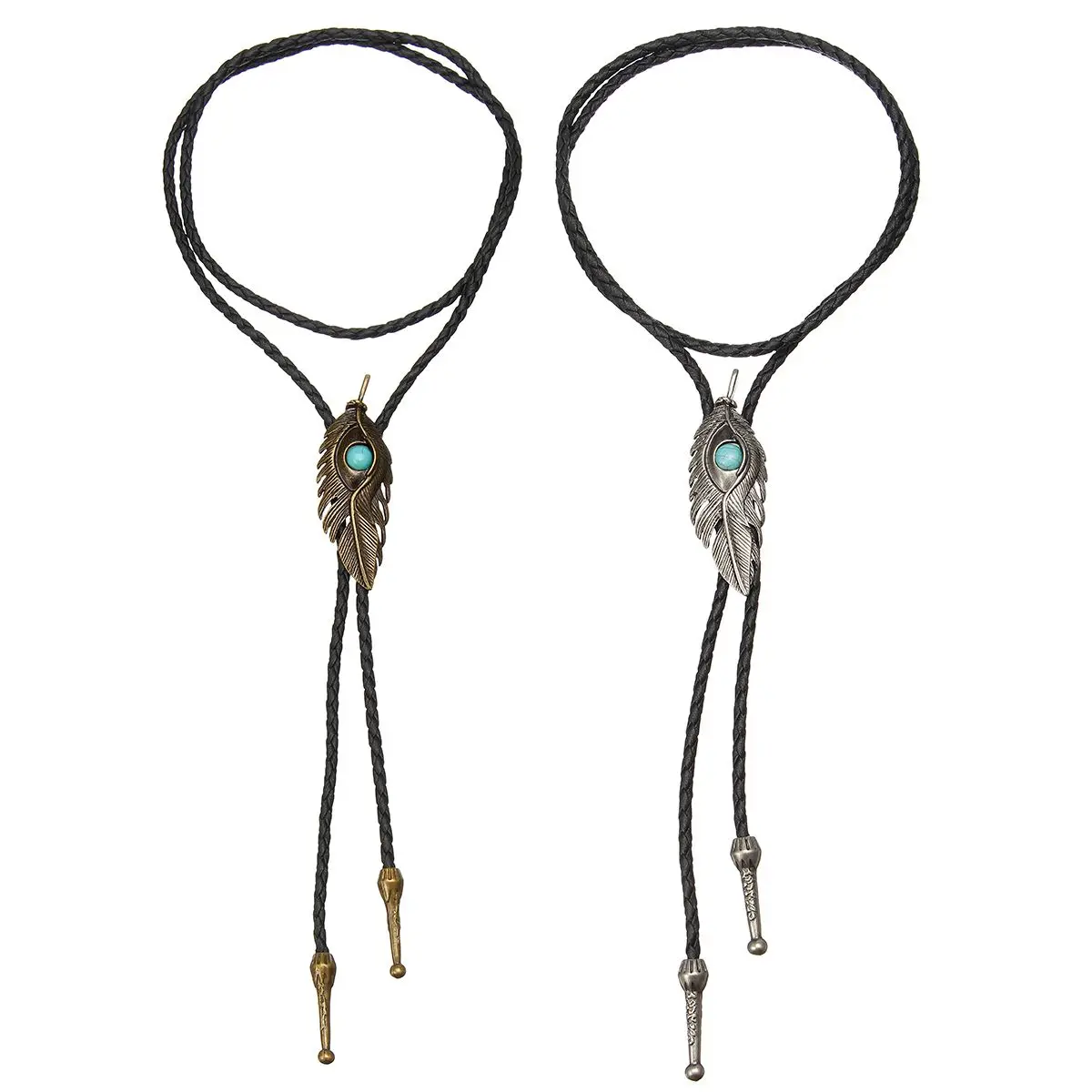 HIMONGOO Wing of Angle Turquoise BOLO Tie for Men Bridegroom Wedding Necklace Vintage Western Cowboy