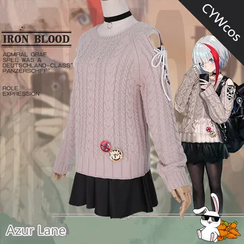 

Azur Lane Admiral Graf Spee Cosplay Costume Sweater Woman Skirt Winter Outfits Daily Suits Wig and Backpack Available