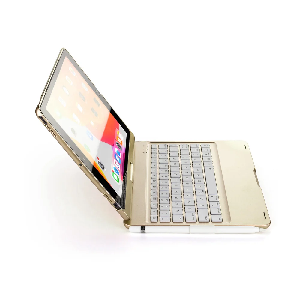7 Colors LED Backlight 360 Degree Rotation Wireless Bluetooth Russian/Hebrew/Spanish Keyboard Case