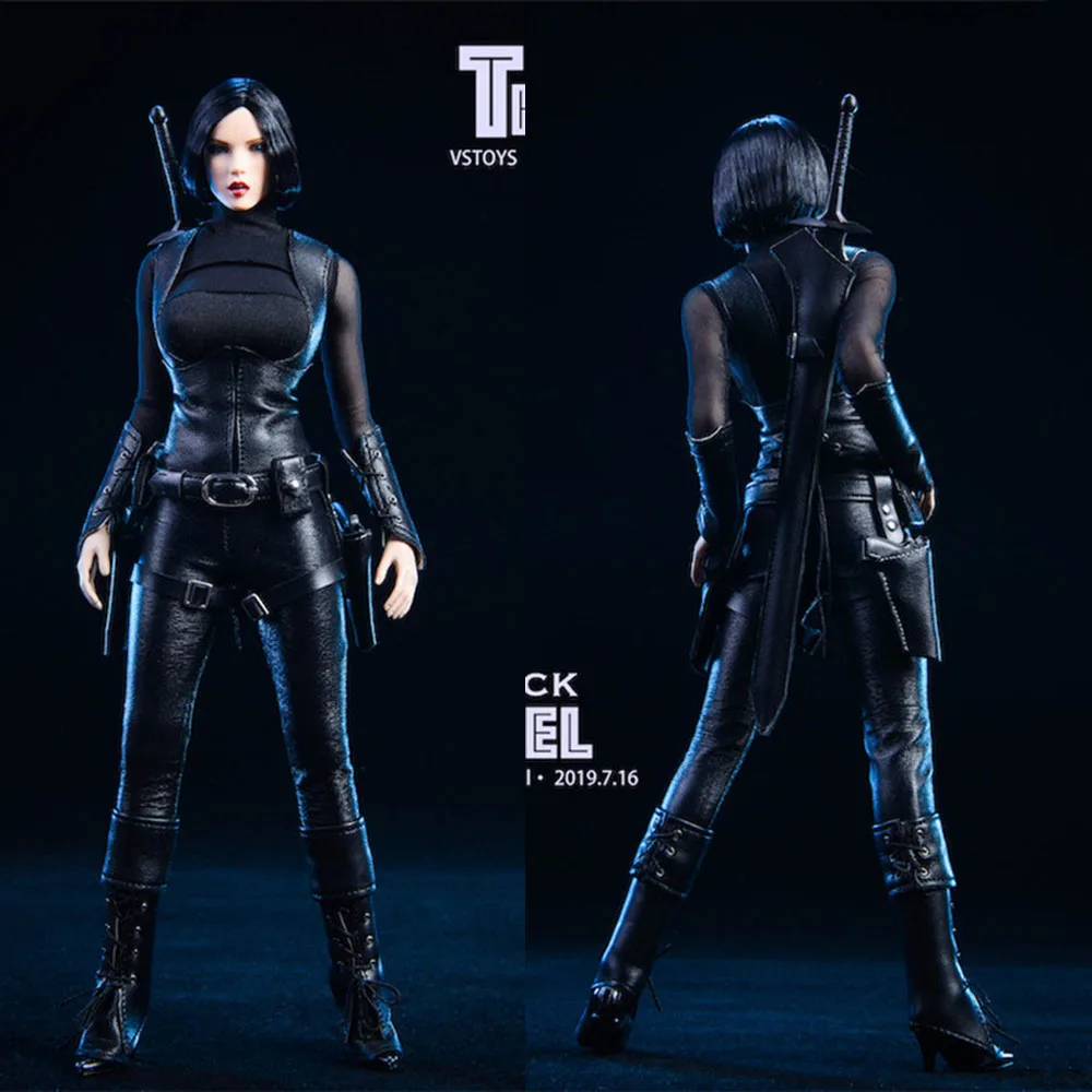

19XG48 1/6 Scale Sexy Black Mustel Assassin Action Female Soldier Heaf Clothes Set Without Body for 12'' S10d Body