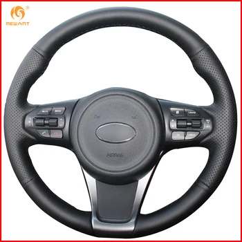 

MEWANT Black Genuine Leather Car Steering Wheel Cover for Kia Sorento 2016-2018 Sedona Interior Accessories Parts