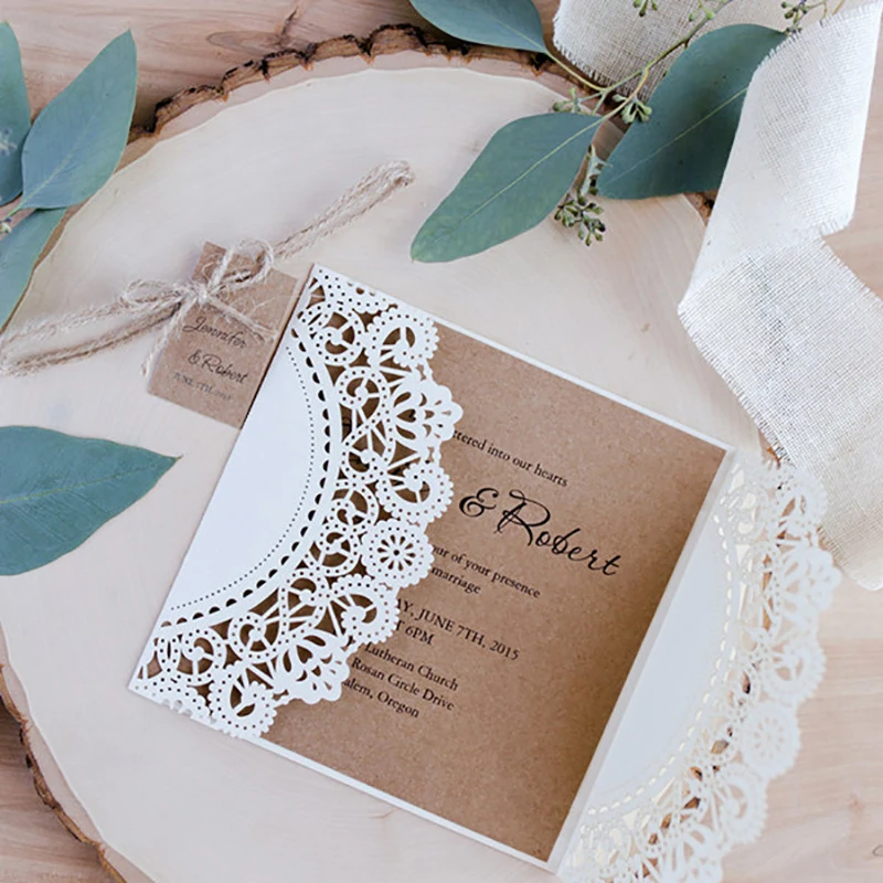  50pcs Vintage Wedding Invitation Cards Bridal Greeting Party Supplies Accessory - 4000484251090