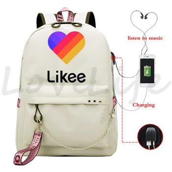 

Big space Likee Video APP Printed Backpacks like Likee USB Travel Backpack Students School Bags men women 16 inch rucksack
