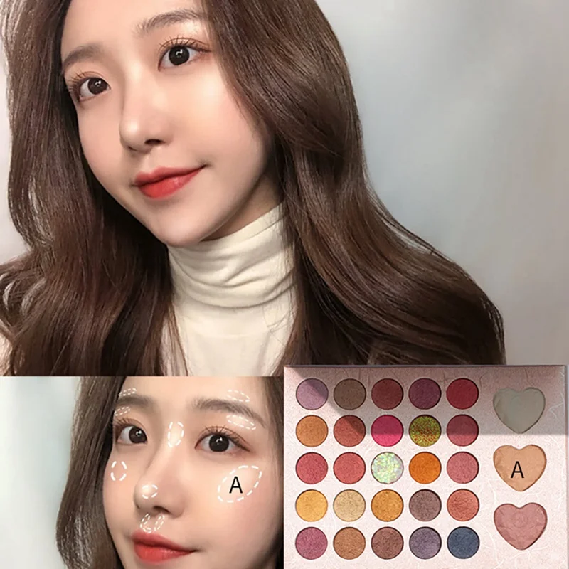 28-color Wet Glitter Matte Eye Shadow Palette Powder Waterproof Smudge-proof Colorfast Eyeshadow Highlighter Makeup Pallete