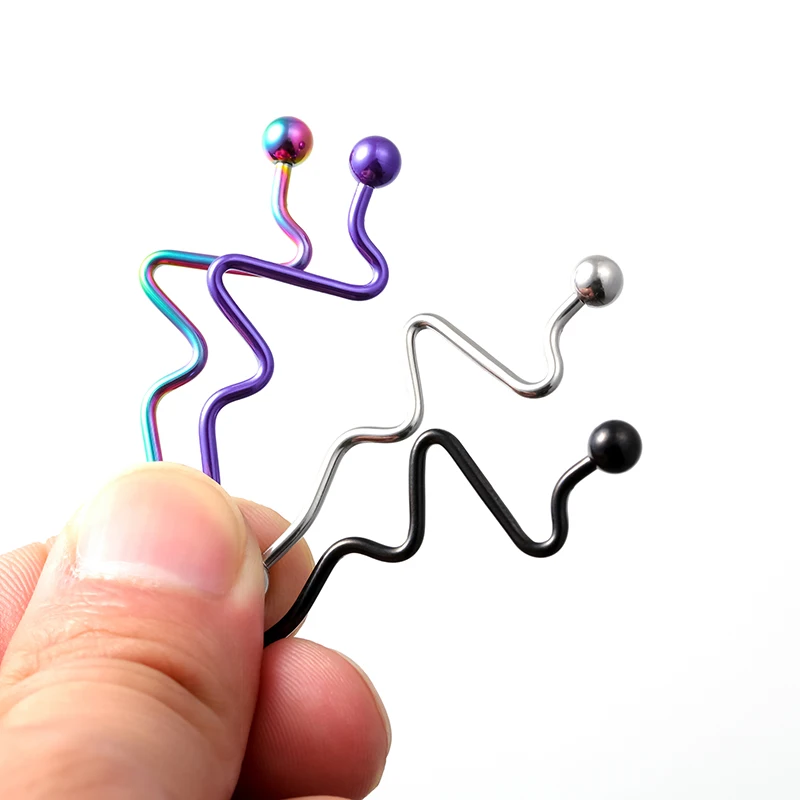 1PCS Stainless Steel Twist Ear Industrial Piercing Barbells Spiral Belly Button Ring Navel Piercing Earring Long Ear Stud 14G piercing jewelry body piercing jewelry body jewelry ear piercing jewelry body piercing earrings metal jewelry ear studs belly button piercings belly button earrings