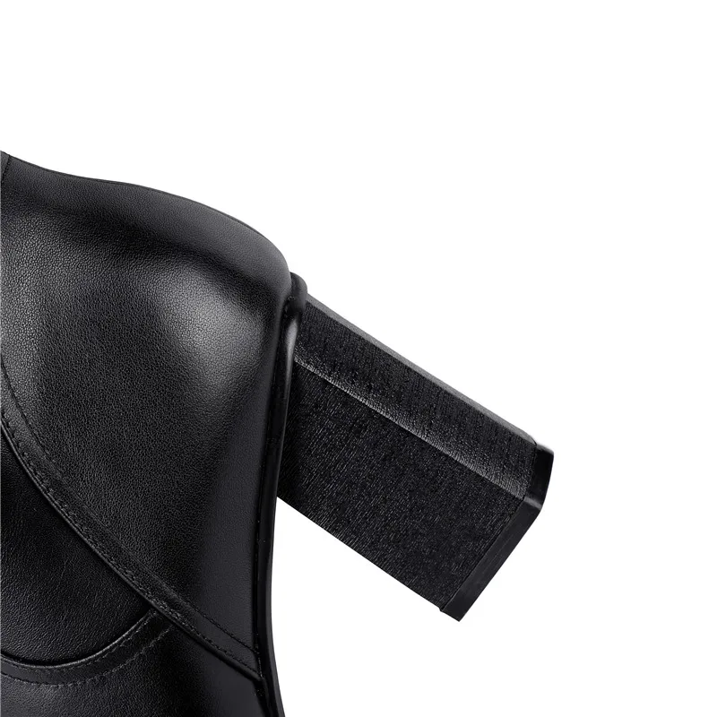 MORAZORA New arrive hot sale genuine leather women boots black color buckle winter keep warm knee high boots big size 34-42