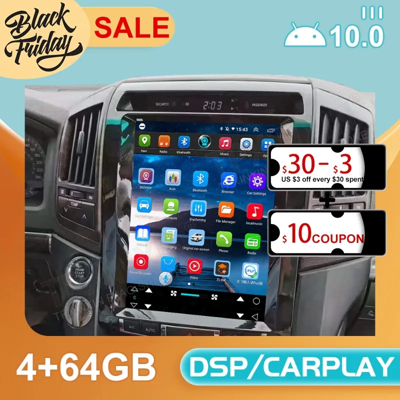 

12 INCH Android 10 Tesla Style for Toyota Land Cruiser Car GPS Navigation Auto Radio Stereo Multimedia Player Carplay Head Unit