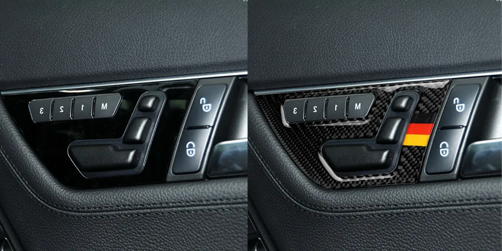 Наклейка из углеродного волокна, интерьерные аксессуары для Mercedes-Benz C W204(2007-2013), внутреннее сиденье, кнопка регулировки, переключатель, панель, крышка