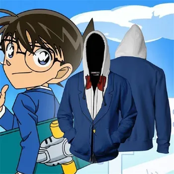 

New 3D Anime Detective Conan Edogawa Case Closed Hoodies Pullover Hooded Zip Sweatshirt Harajuku Hip-Hop Loose Streetwear Casual