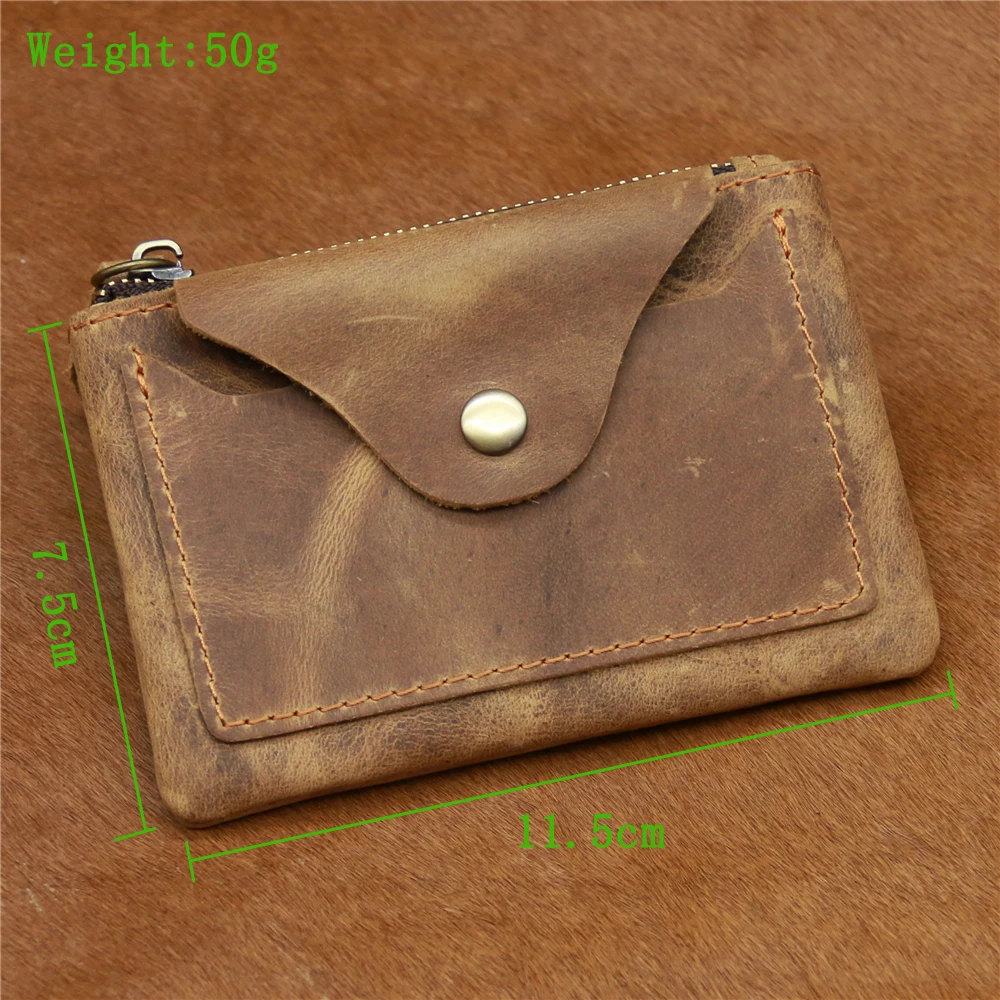 Coin Purse Coin Wallet Change Bag Women Wallet Card Wallet Men's Handmade Vintage Genuine Leather Coin Purse Women Casual Zipper Coin Bag Pouch Card Holder Cowhide Leather Purses Wallets
