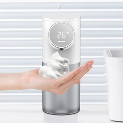 Auto Liquid Soap Foam Dispenser Rechargeable with Temperature Display Touchless Sensor Smart Hand Sanitizer Machine for Bathroom