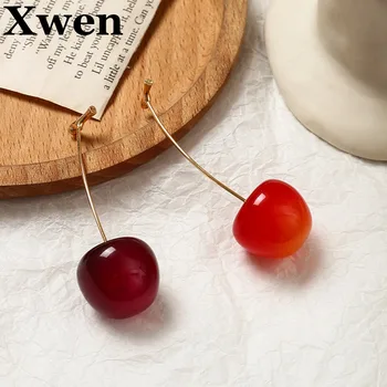 

[Xwen] 2020 Spring Autumn New Red Cherry Brooch Elegant Collar Pin Ins Fresh Simple Brooch Shirt Accessories Cute Pin OH1251