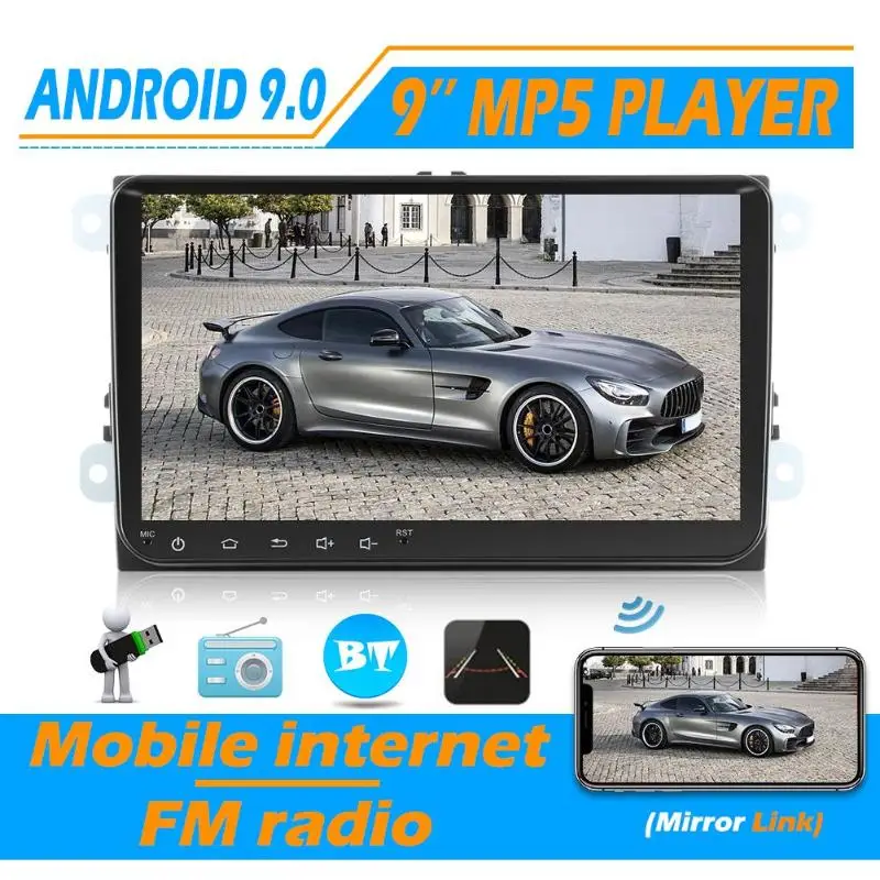 SWM Android 9,0 автомобильный стерео MP5 плеер gps навигация 9 дюймов сенсорный экран Bluetooth WiFi RDS AM FM радио в приборной головке блока для VW