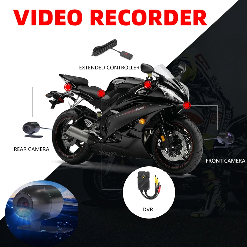 

HD 2CH Motorcycle DVR Video Recorders Loop Recording Car Truck Wifi DVR with 2pcs mini Camera for Real-time video driving video