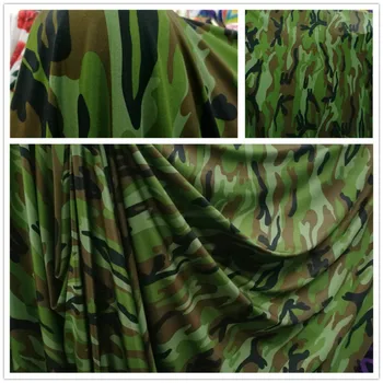 

Four-sided elastic Merica spandex green camouflage printing cloth fabric for stage performance clothing swimsuit fabric 1Meter
