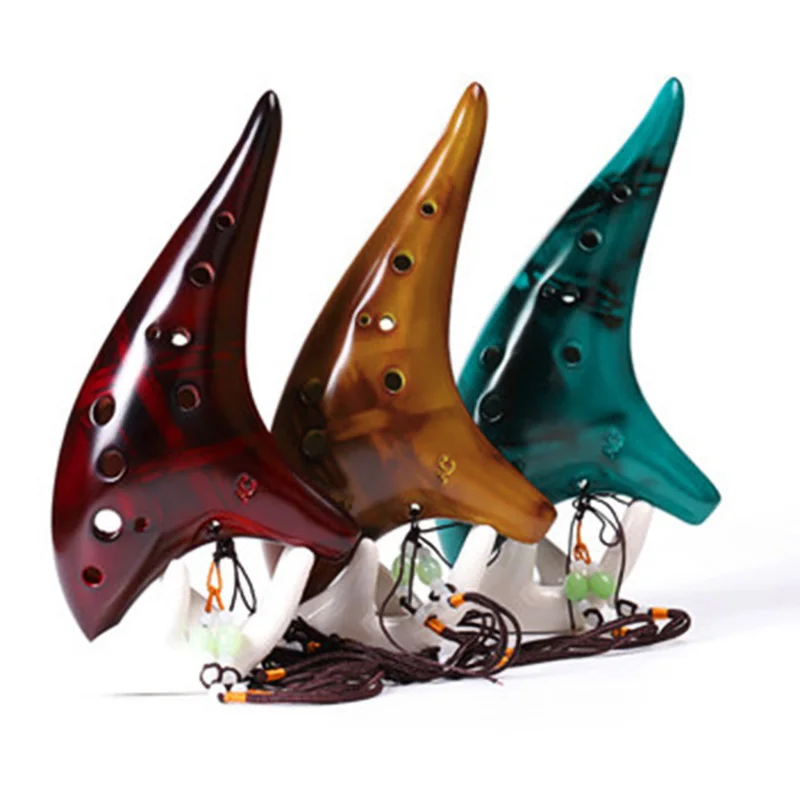 

12 Holes Ceramic Smoked Ocarina Flute Smoked Burn Submarine Style Musical Instrument Music Lover Beginner Instrument HV