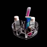 Fashion Clear Acrylic Heart Lipstick Holder Display Stand Cosmetic Organizer Makeup Case Sundry Storage Makeup Organizer Box 1