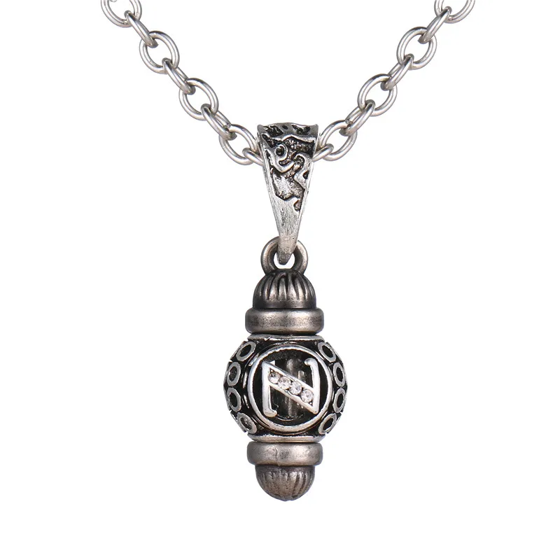 Популярное винтажное Сменное ожерелье с кулоном из бусина буква для мужчин и женщин, антикварное серебряное ожерелье, мужские ювелирные изделия - Окраска металла: Z