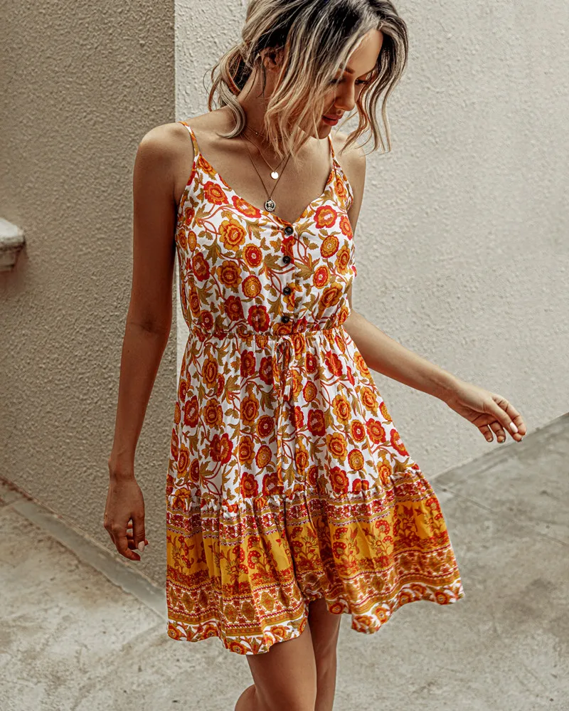 Print Flower Women Dress Sling Bohemian Beach Sexy Mini Dress Women Fashion Slim Summer Short Female Party Dresses 2020 DR1978 (8)