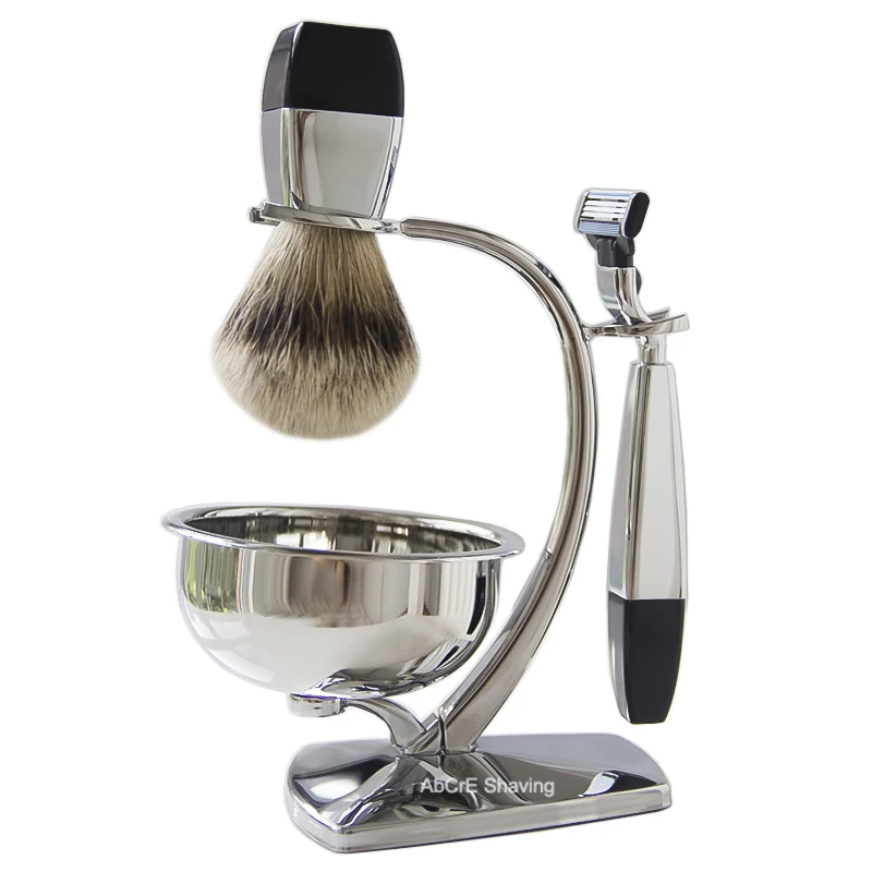 3layer blade razor Silvertip барсучья щетка для бритья набор металлическая чаша стенд M3/F5 лезвие бритвы держатель украшение ванной комнаты - Цвет: 3layer blade razor