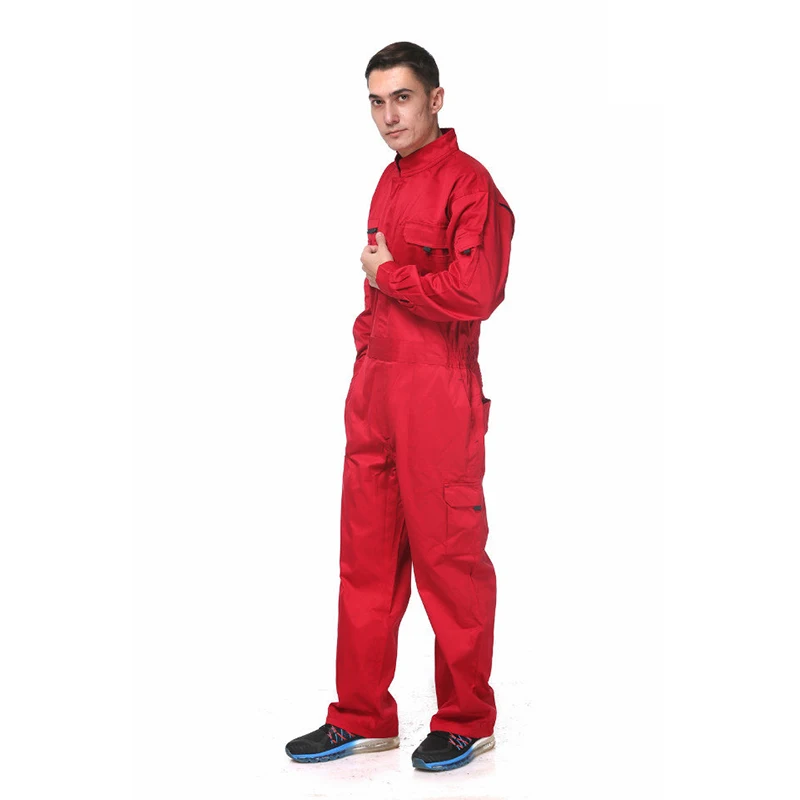 100 Cotton Red Working Coveralls Industrial Workwear Clothes Mechanic