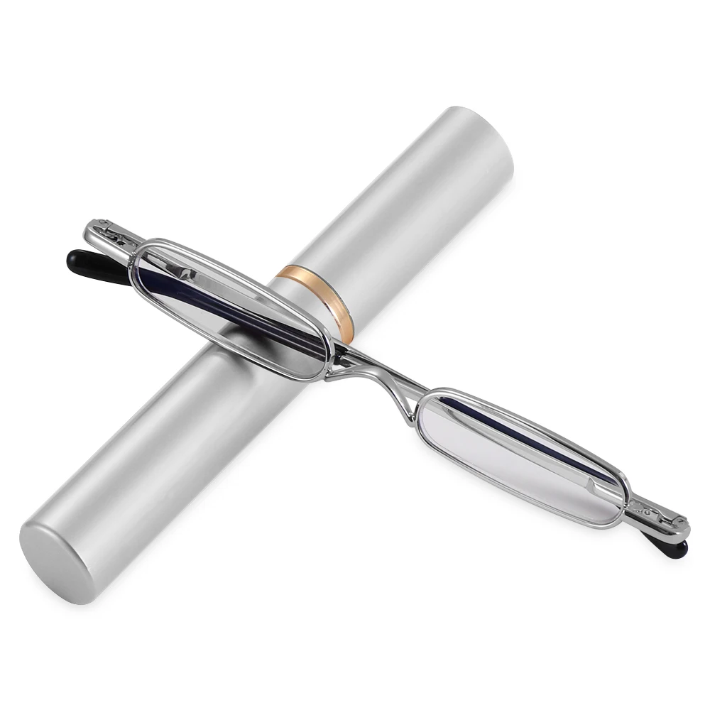 Unisex Compact Slim Pen Reading Glasses with Portable Clip Case
