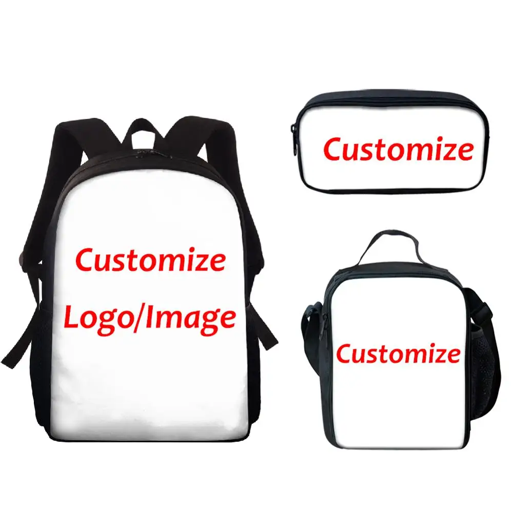 3Pcs/Set Print School Bags Terror Black Cat Backpack Teenagers Witch Crow Nylon Bookbag Casual Backpack