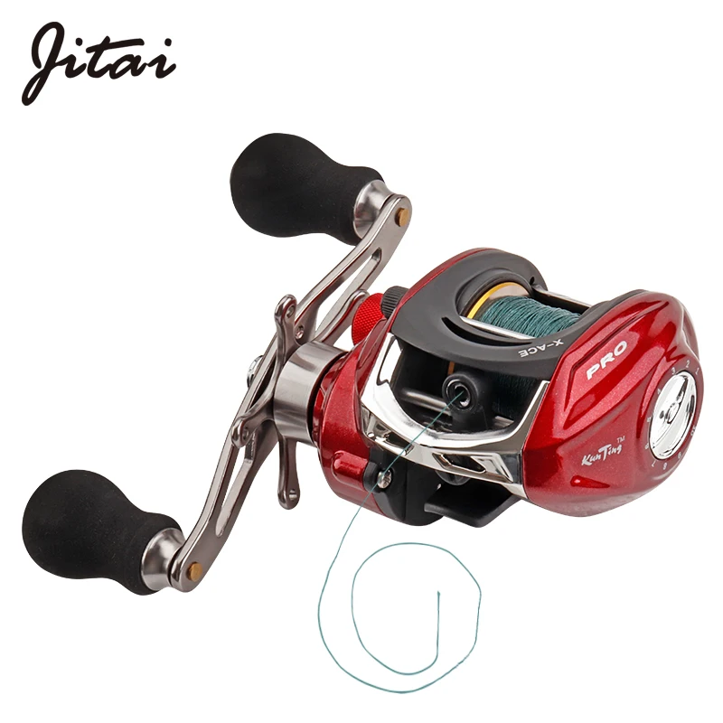 JITAI Baitcasting Fishing Reel Equipped PE 4 Strands line 8Kg Braking Power 14+1BBs Quality Ultra Light Wheels Carp Lure fishing