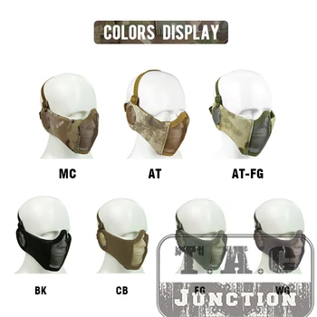 

Tactical Steel Mesh Half Face Mask w/ Ear Protection Breathable Lightweight Foldable Nylon Protective Mask For Shooting Hunting