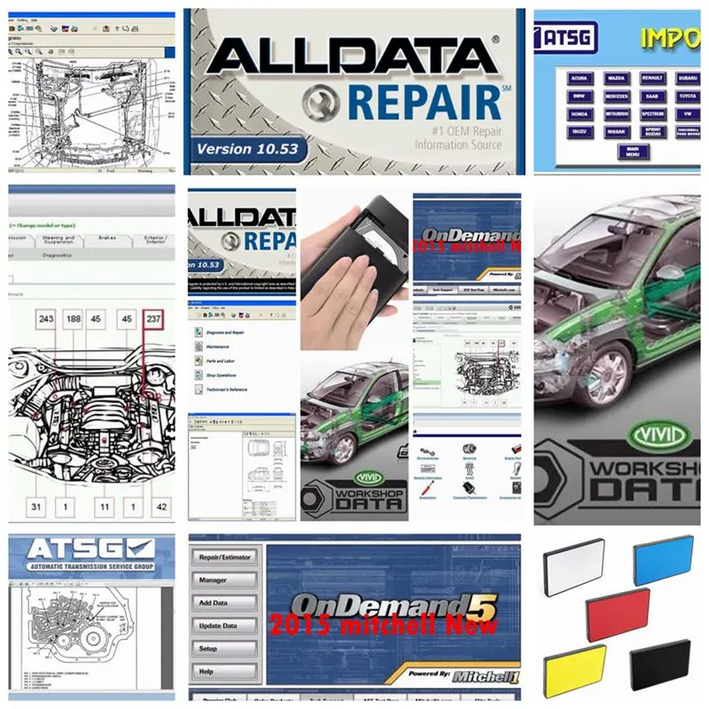 US $109.00 2020 All Data Auto Repair Software Alldata 1053MitChell Od5 Software 2015vVivid Workshop DataAtsg 24in1 1tb Hdd Usb30