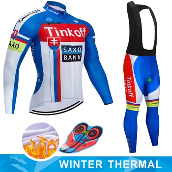 Equipo de invierno 2019 Tinkoff polar tÃ©rmico Ciclismo JERSEY bicicleta pantalones set...