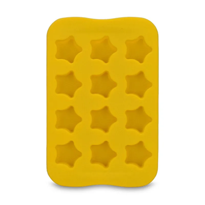 Yellow Star 12 решетчатая форма для мороженого, силиконовая форма для шоколада, креативная форма в форме звезды/сердца/круглой/квадратной формы, форма для украшения льда, торта - Цвет: Yellow Star