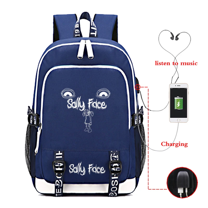11 Sally Face USB сумки со встроенными зарядными устройствами для мальчиков и девочек подростковый школьный рюкзак многофункциональный водонепроницаемый рюкзак для ноутбука Анти-Вор путешествия Mochila - Цвет: 11