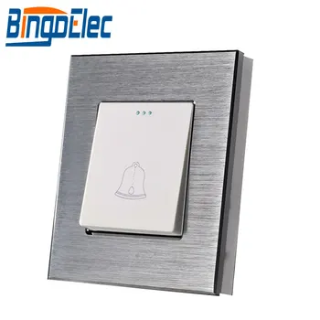 

High Quality Black Aluminum Pan Elelectrical Push Doorbell Wall Switch, Bell Switch Push Button Switch EU/UK Standard ,Hot Sale