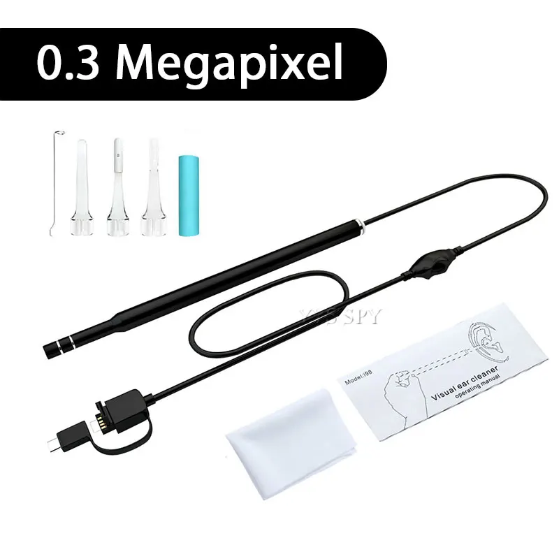 Black-0.3M Lens 3 в 1 проводной эндоскоп мини-камера 1,5 м 5,5 мм объектив для Android OTG/type-C/USB Borescopes Водонепроницаемый светодиодный светильник Инспекционная камера - Цвет: Black-0.3M Lens
