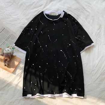 

Short-sleeved T-shirt men 2020 summer tide brand trend street hip-hop loose Best tops casual ins white gray Free shipping