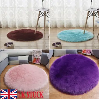 

Round Fluffy Rug Shaggy Floor Mat Soft Faux Fur Home Bedroom Hairy Carpet Floor Mat