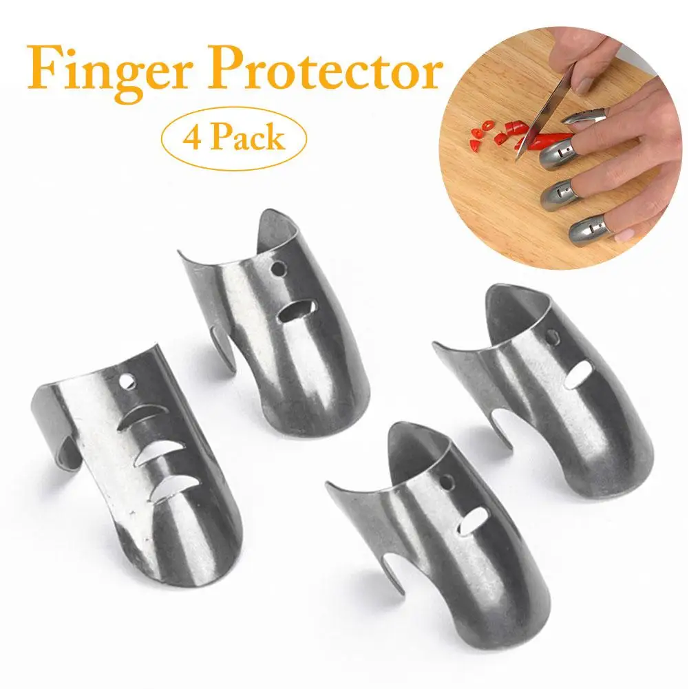 4pcs Stainless Steel Finger Guard Protect Cutting Vegetables Protector Knife Cut Finger Protection Hand Guard Kitchen Gadgets