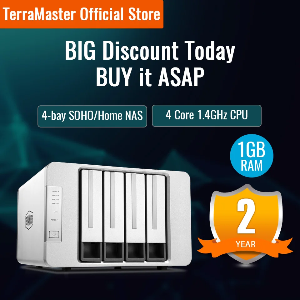 TerraMaster F4210 4bay NAS Quad Core 1GB RAM Network RAID Storage