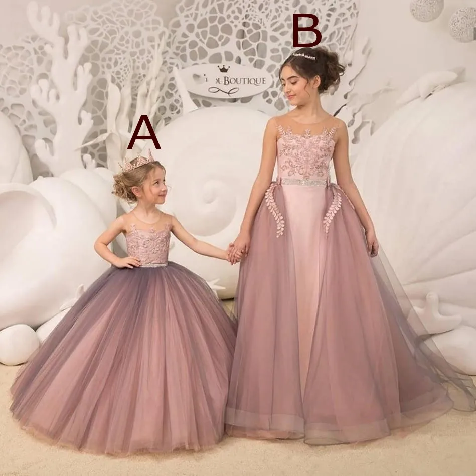pink flower girl dresses