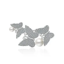 Модная брошь-бабочка, инкрустированная бриллиантом, Высококачественная жемчужная брошь, роскошная атмосферная брошь и украшения