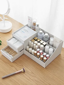 

Cosmetics Storage Box Home Desktop Rangement Plastic Box Dormitory Grid Makeup Organizer Brush Lipstick Mask Rack