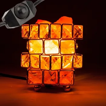 

Ship from US Himalayan Salt Lamp,Natural Hymalain Salt Rock in Crystal Basket with Dimmer Switch,UL-Listed Cord &Wood Base