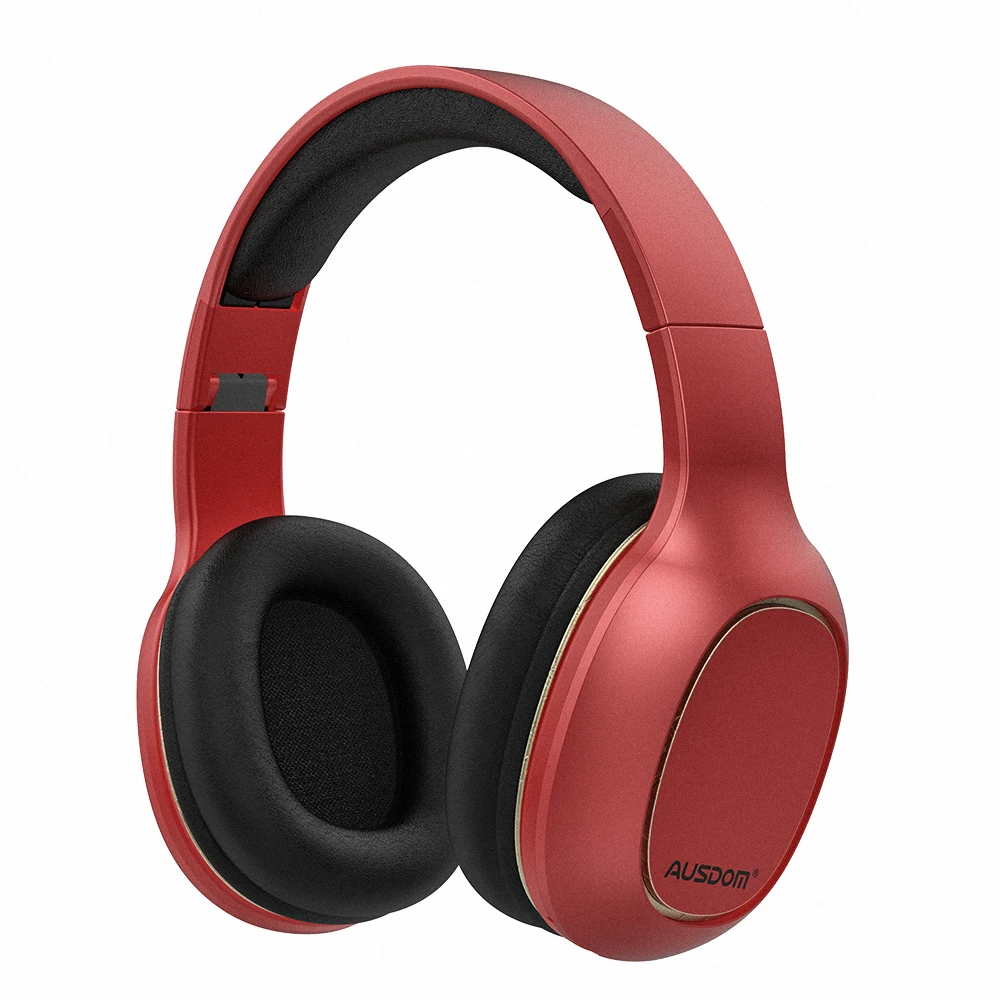 Ausdom M09 беспроводные наушники Bluetooth наушники с микрофоном беспроводная гарнитура Bluetooth гарнитура стерео Поддержка SD карты - Цвет: New Red