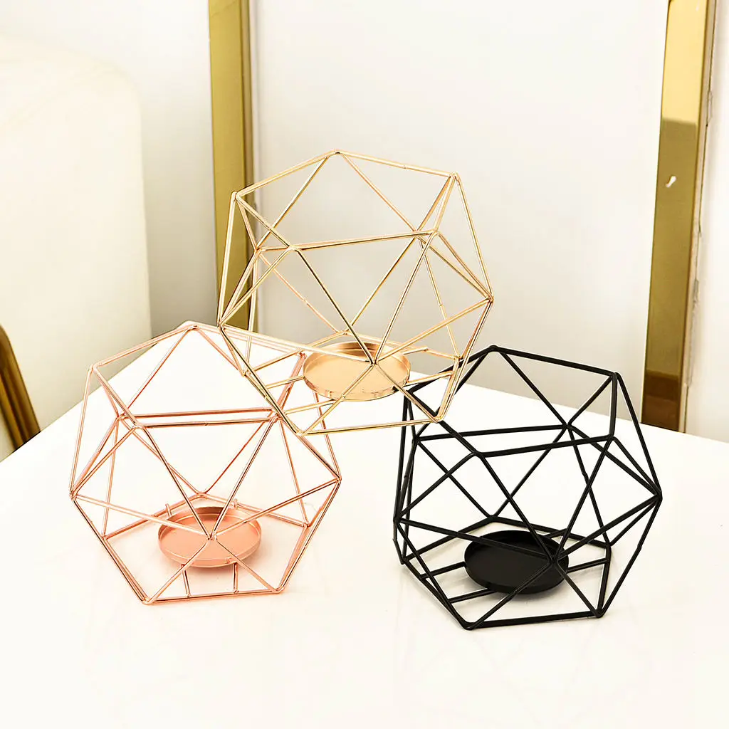 

Iron Geometric Candle Holders Nordic Style Wrought Rack Candleholder Candlestick Mood Tea Light Holder Wedding Tabletop