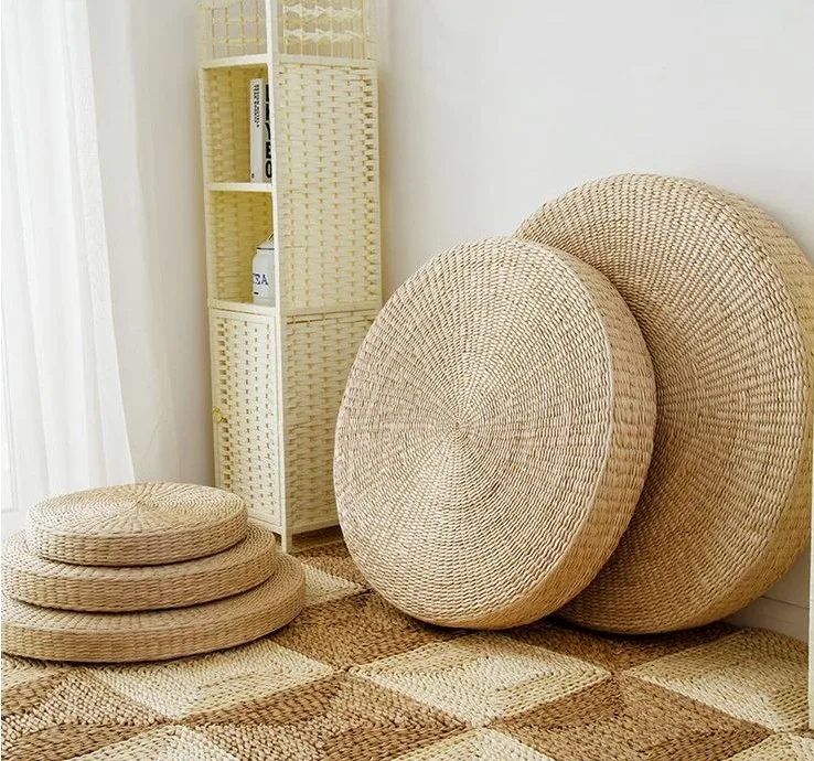

4 Size Hot Natural Straw Round Pouf Tatami Cushion Floor Cushions Meditation Yoga Round Mat Zafu Chair 40/45/50/60 cushion